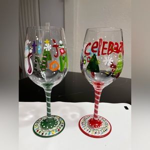 Pier 1  mouth blown goblets - set of two
